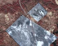 Aerial video projected onto terrain (Zoomed Overhead View) Aerial video projected onto terrain (Zoomed Overhead View)
